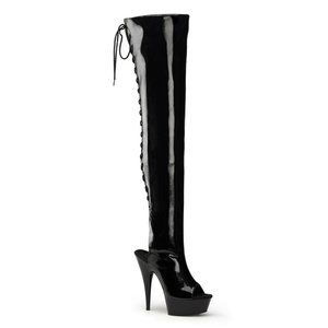 Pleaser Delight 3017 Black Thigh High Boots